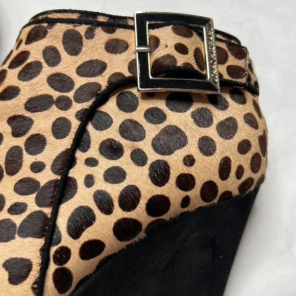 Isaac Mizrahi New York leather leopard print ankle wedge booties size 8 1/2 - Picture 5 of 11